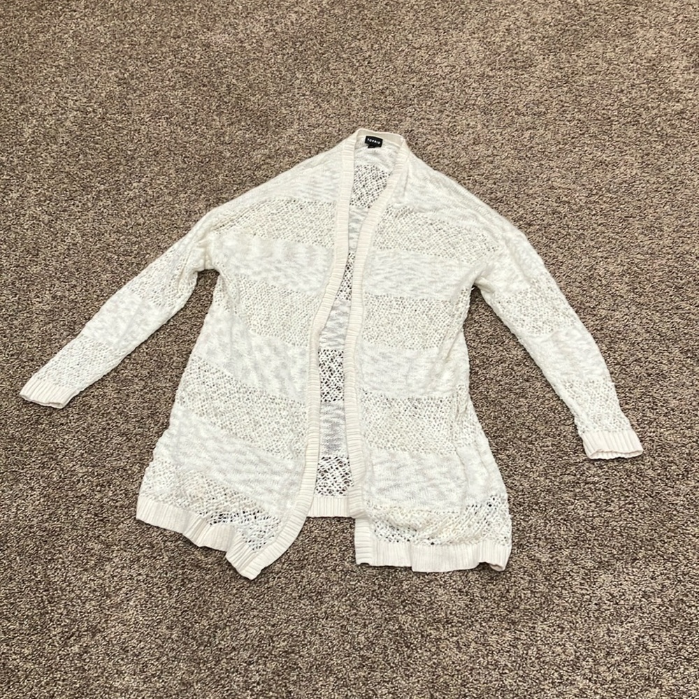 Torrid Women's Cream White Cotton Nylon Knit Open Front Cardigan Sweater